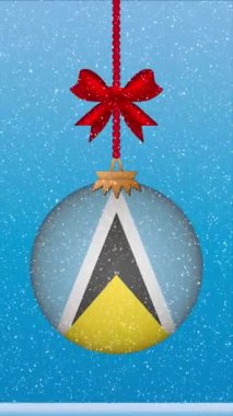 Noel balosuna Aziz Lucia bayrağıyla kar yağıyor.