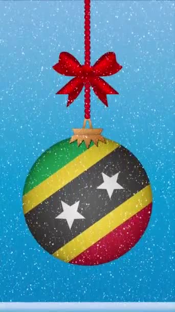 Snow Falling Christmas Ball Flag Saint Kitts — Stock Video
