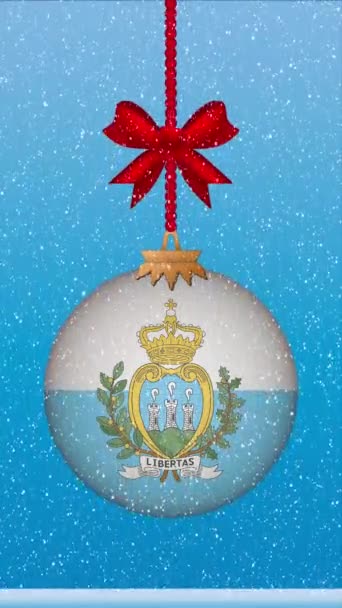 San Marino Bayrağıyla Noel Balosuna Kar Yağıyor — Stok video
