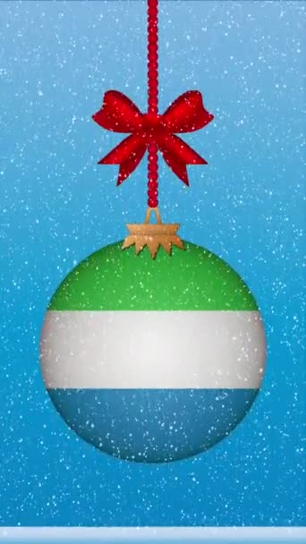 Sníh Padající Vánoční Ples Vlajkou Sierra Leone — Stock video