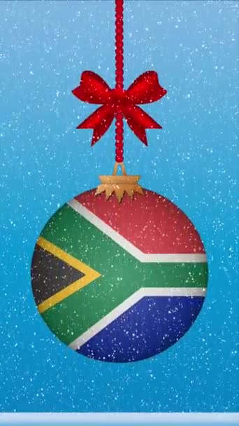 Snow Falling Christmas Ball Flag South Africa — Stock Video