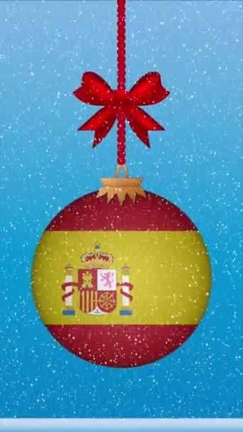 스페인의 깃발과 크리스마스 떨어지는 — 비디오