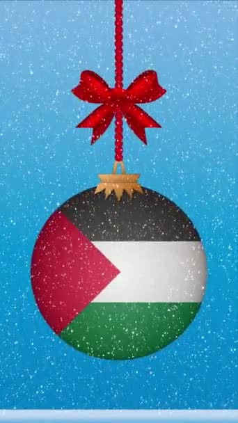 Χιόνι Πέφτει Χριστουγεννιάτικη Μπάλα Σημαία Της Αμπχαζίας Σουδάν — Αρχείο Βίντεο