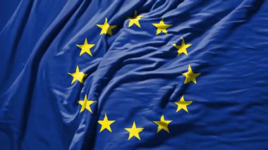 Avrupa Birliği bayrak sallıyor gerçekçi kumaş animasyonu