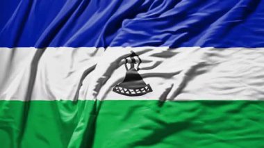 Lesoto 'nun bayrak sallaması gerçekçi kumaş animasyonu