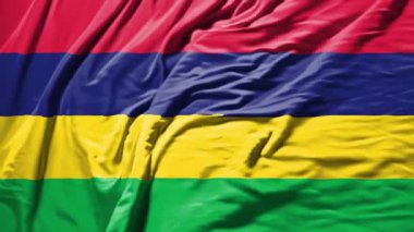 Mauritius 'un bayrak sallaması gerçekçi kumaş animasyonu