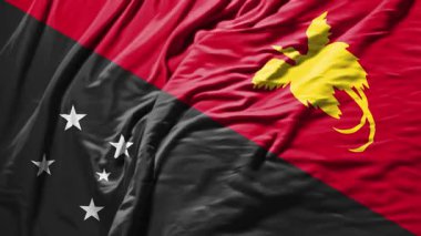 Papua Yeni Gine bayrağını sallayan gerçekçi kumaş animasyonu