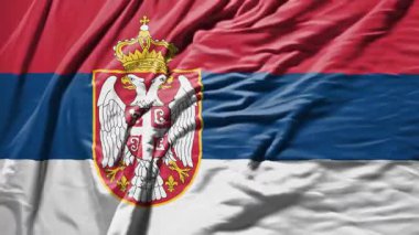 Sırp bayrağı sallayan gerçekçi kumaş animasyonu