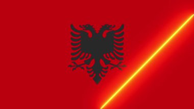 Canlandırılmış ışık süpürgeli albanya bayrağı