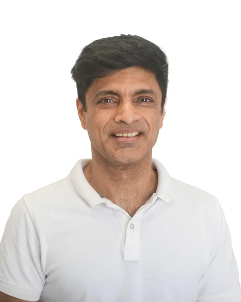 Smart Middle Aged Fit Indian Man White Shirt Studio Shot Royalty Free Stock Photos