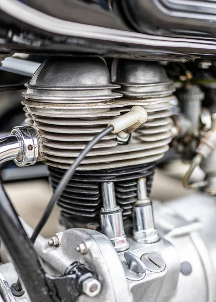 Detalhe Motor Moto Estilo Retro — Fotografia de Stock