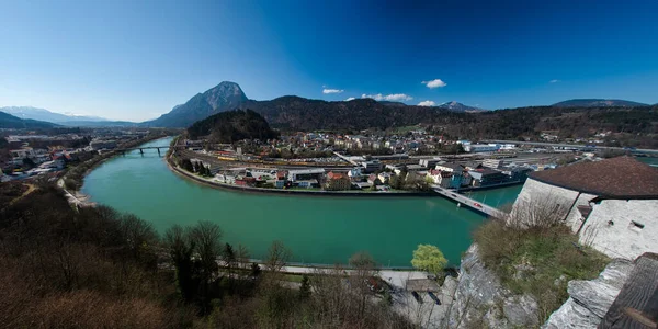 Kufstein 镇与奥地利的客栈河 — 图库照片