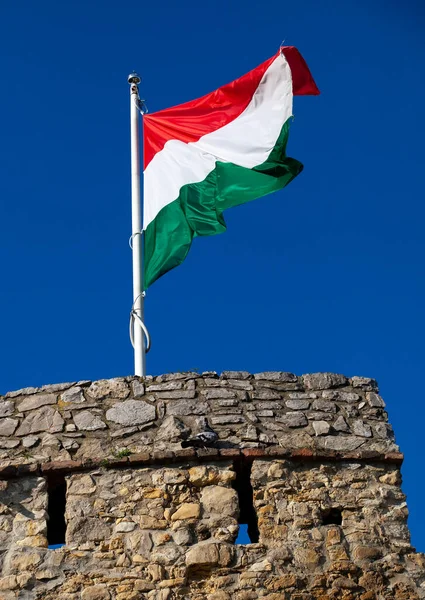 Węgierskiej Flagi Średniowiecznych Bastion — Zdjęcie stockowe