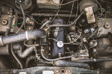 Doğu vagonunun eski motorunun içi.