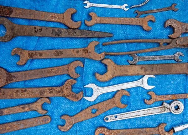 Многие Рабочие Инструменты Вилка Гаечный Ключ — стоковое фото