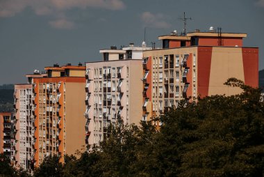 Doğu-Avrupa 'daki eski Sovyet beton bloklu evler