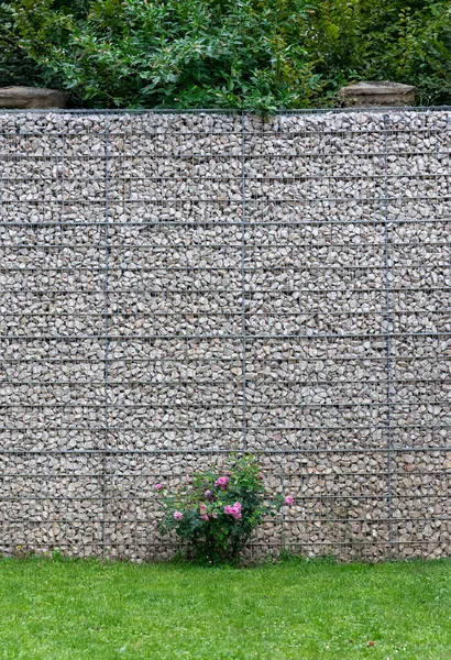 Részlet Gabion Fal Kövekkel Stock Kép
