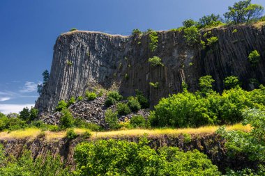 Basalt columns natural volcanic rock formation in Hungary clipart