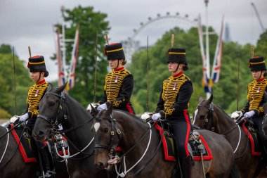 Horse guards at Buckingham palace in London, Great Britain, July 2, 2024. clipart