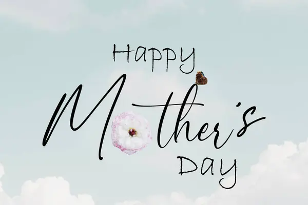 Happy Mother Day Mit Weißen Und Rosa Hahnenfuß Blume Vor lizenzfreie Stockbilder