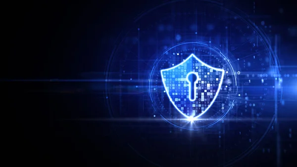 Digital Data Network Protection Blue Shield Icon Cybersecurity Future Technology — Stock Fotó