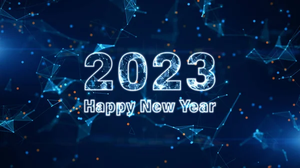 Gelukkig Nieuwjaar 2023 Technologie Netwerk Achtergrond Geweldig Voor Nieuwjaar Kerstmis — Stockfoto