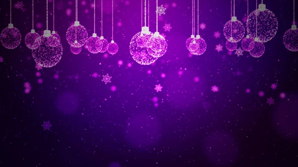 Lila Hintergrund Frohe Weihnachten Konzept Grußkarte Geschenke Weihnachtskugel Mit Leuchtendem — Stockfoto