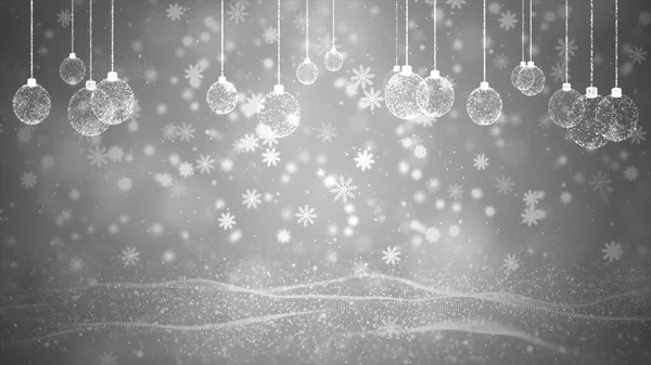 Forma Bilelor Crăciun Lumina Strălucitoare Particule Care Cad Fulgi Zăpadă — Fotografie, imagine de stoc