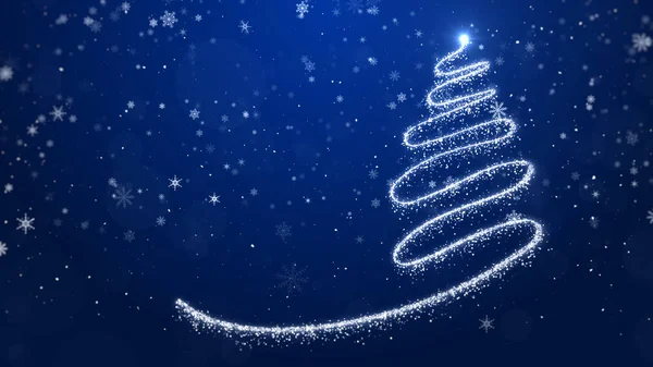 God Julekort Gaver Juletre Med Skinnende Lys Med Partikler Fallende – stockfoto