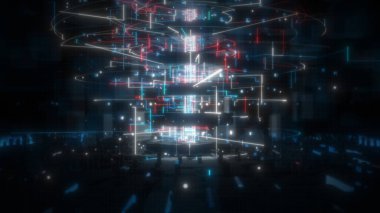 Neon light line, Technology Digital Abstract Background Concept. Technology Digital Cyberspace, 3d rendering 