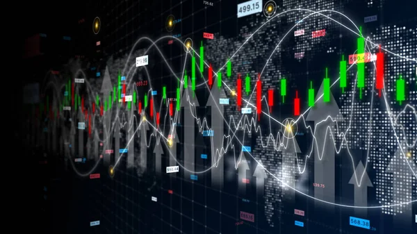 Business Stock Market, Digital Data Financial Investment And Trading Trends, Recession Global Market Crisis Inflation Deflation Investment Background, 3d rendering.