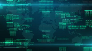 Veri Analizi ve Global Ağ Bağlantıları 3d oluşturma, Dijital Veri Soyut Arkaplanı ile Teknoloji Dijital Siberuzayı,