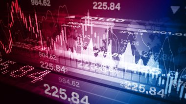 Dijital Veri Finansal Yatırım ve Ticaret Eğilimleri, Graph Borsa Numaralarıyla Mali Diyagram, Kriz, Enflasyon, Deflasyon, Yatırım Geçmişi, 3D