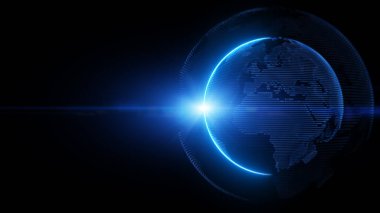 Global Wireframe Technology Dijital Ağ Soyut Arkaplan, 3d oluşturma