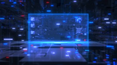 Teknoloji soyut arkaplan dijital arayüzü, Dijital veri ağı bağlantısı, Bilgisayar aygıtı ekranı, Dijital siber uzay soyut arkaplan, 3d oluşturma
