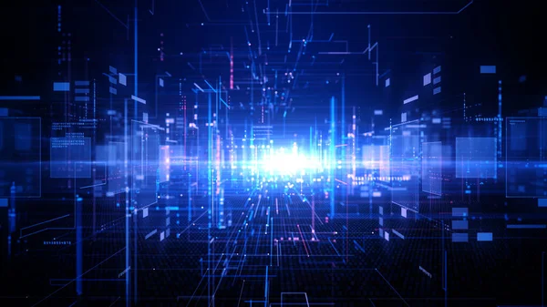 Digitaler Cyberspace Mit Teilchen Und Digitalen Datennetzwerkverbindungen Technologie Digitaler Datenhintergrund — Stockfoto