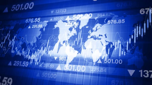 数字数据金融投资和交易趋势 金融图表 附有图表 商业股票市场 全球市场危机 通货膨胀 通货紧缩投资 3D渲染 — 图库照片