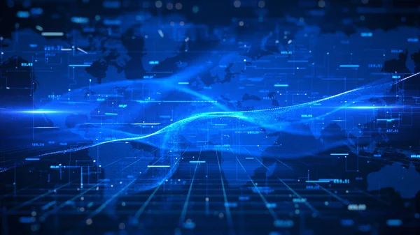 Technologie Digitale Cyberruimte Met Deeltjes Digitale Datanetwerkverbindingen Technologie Digitale Data — Stockfoto