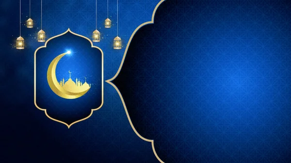 Biru Dan Emas Warna Idul Fitri Islam Desain Konsep Dengan — Stok Foto