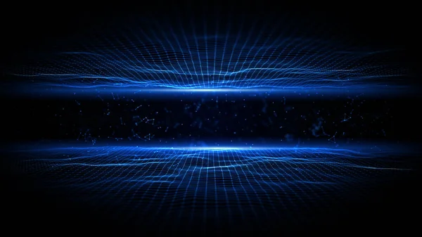 Абстрактне Блакитне Точкове Лінійне Єднання Технологія Абстрактного Фону Цифровий Кіберпростір — стокове фото