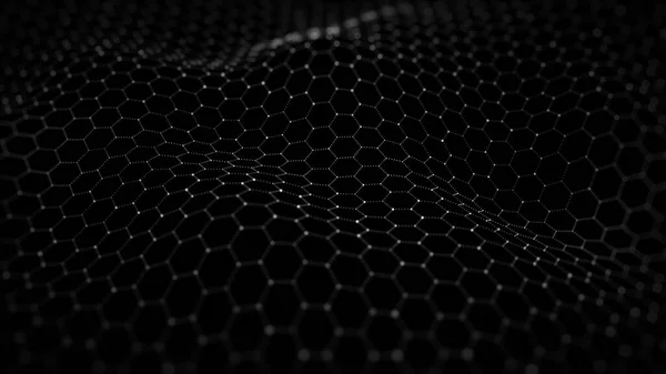 Hexagon Vorm Verbinding Golf Stroomt Cyber Technologie Abstracte Achtergrond Rendering — Stockfoto