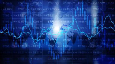 Grafik Borsa Numaraları ile Finansal Diyagram, Küresel Piyasa Durgunluğu, Kriz, Enflasyon, Deflasyon, Dijital Veri Finansal Yatırımı, İş Piyasası Görselleştirmesi, Arkaplan 3D