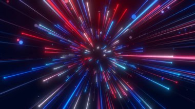 Yüksek Hız Uçan Çizgiler Neon Işığı, Teknoloji Dijital Soyut Arkaplan, 3D