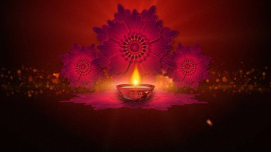 Bokeh 'in Diwali Arkaplanı İçin Kutlama Lambası, Mutlu Diwali, Deepavali veya Dipawali Hindu Festivali Kutlaması, 3D