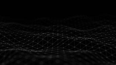 Parlak bağlantı noktalarıyla dijital kablo ağ yüzeyi dinamik bir ağ, teknoloji ağı ve engelleme zinciri bağlantısı, Büyük veri transferi dijital veri analizi, Arkaplan 3D oluşturma