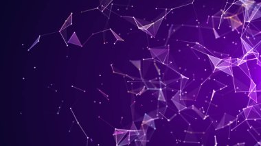 Mor Soyut Ağ Arkaplanı Geometrik Çokgen Çizgiler ve Parlayan Noktalar Verileri, Teknolojiyi ve Dijital İletişim 3d GörüntülemesiName