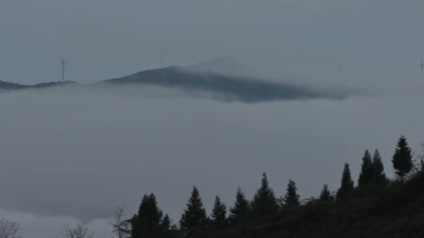 Góry Były Pokryte Chmurami Mgłą — Wideo stockowe