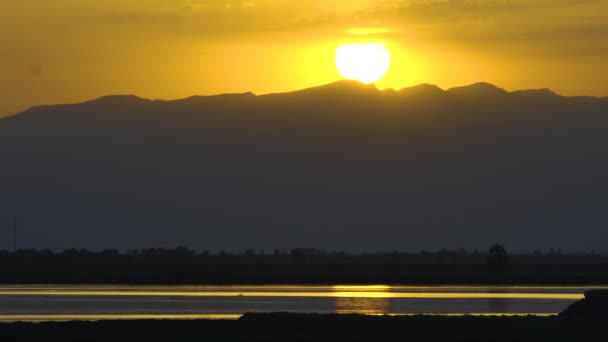 Κίτρινος Ποταμός Ηλιοβασίλεμα Στο Helan Mountain Επαρχία Ningxia Κίνα — Αρχείο Βίντεο