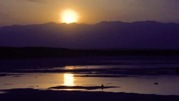 Zachód Słońca Górach Helan Prowincji Ningxia Chiny — Wideo stockowe