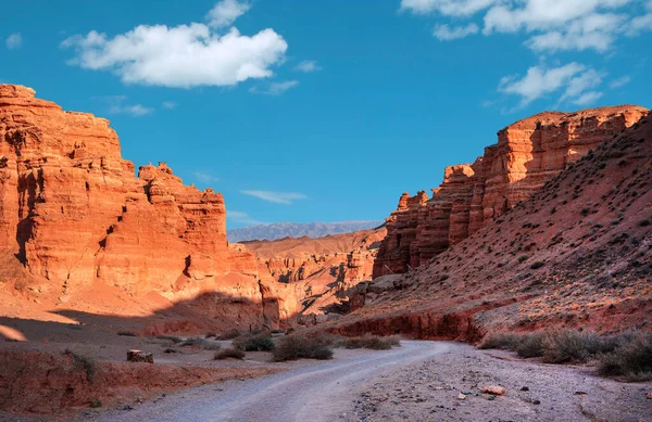 stock image Beautiful sunset in Charyn canyon near Almaty city, Kazakhstan.